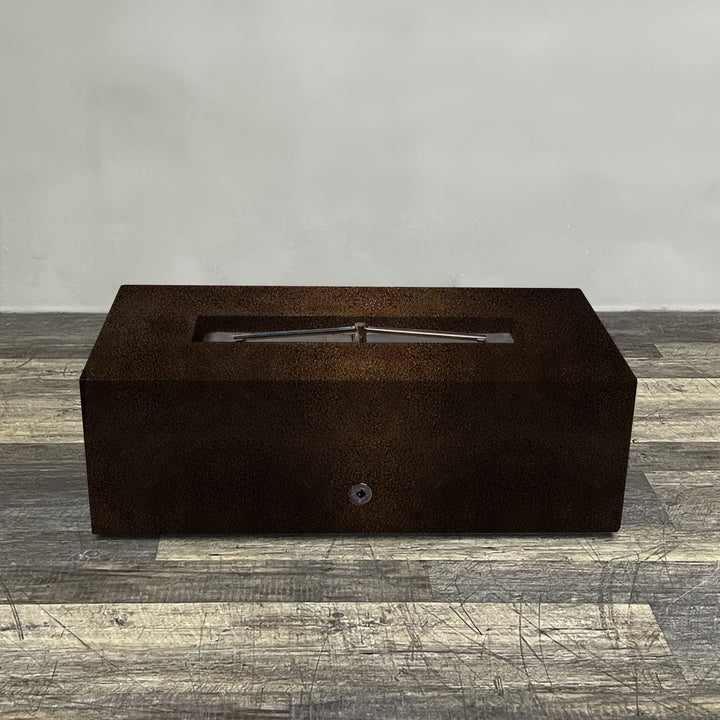 48" x 24" Rectangle Gravity Powder Coated Steel Fire Pit - Propane Gas Hardline - Flame Sense with Spark Ignition System - Copper Vein by Starfire Designs