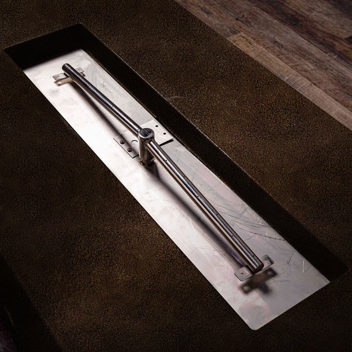 48" x 24" Rectangle Gravity Powder Coated Steel Fire Pit - Propane Gas Hardline - Flame Sense with Spark Ignition System - Copper Vein by Starfire Designs