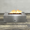48" x 24" Rectangle Gravity Powder Coated Steel Fire Pit - Propane Gas Hardline - 110V Electronic Ignition System - Silver Hammertone by Starfire Designs