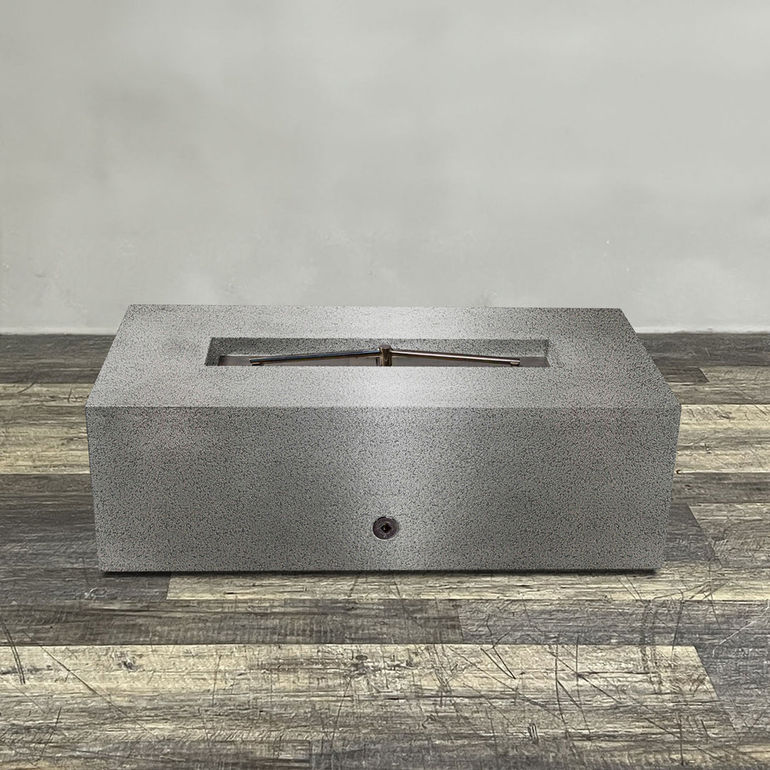 48" x 24" Rectangle Gravity Powder Coated Steel Fire Pit - Propane Gas Hardline - 110V Electronic Ignition System - Silver Hammertone by Starfire Designs