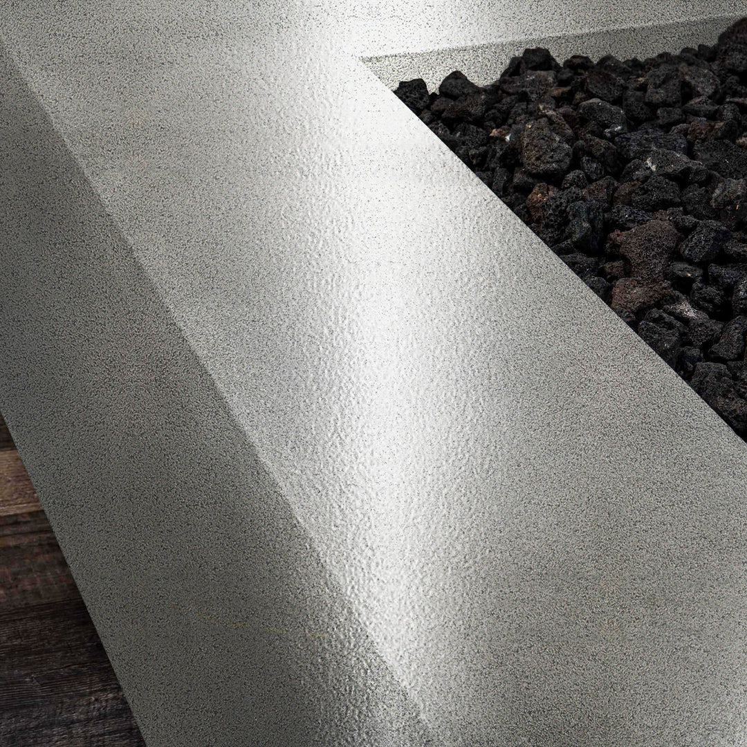 48" x 24" Rectangle Gravity Powder Coated Steel Fire Pit - Propane Gas Hardline - 110V Electronic Ignition System - Silver Hammertone by Starfire Designs