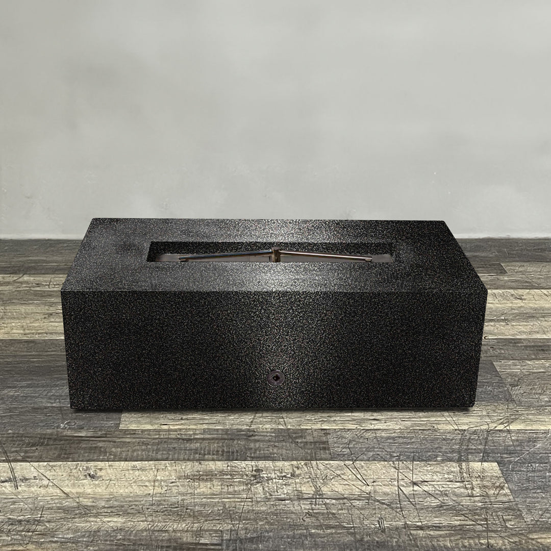 48" x 24" Rectangle Gravity Powder Coated Steel Fire Pit - Propane Gas Hardline - 110V CSA On/Off Electronic Ignition System - Silver Vein by Starfire Designs
