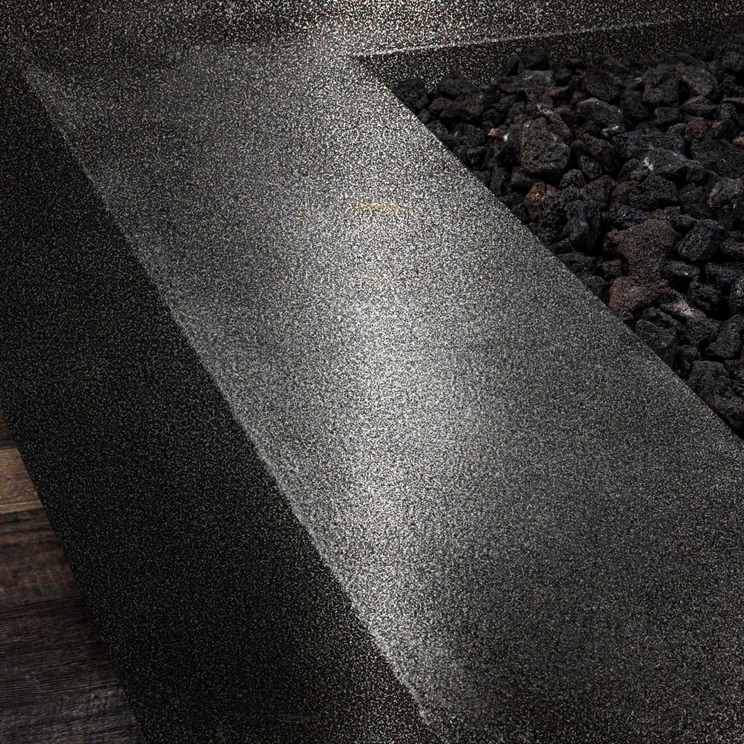 48" x 24" Rectangle Gravity Powder Coated Steel Fire Pit - Propane Gas Hardline - 110V CSA On/Off Electronic Ignition System - Silver Vein by Starfire Designs