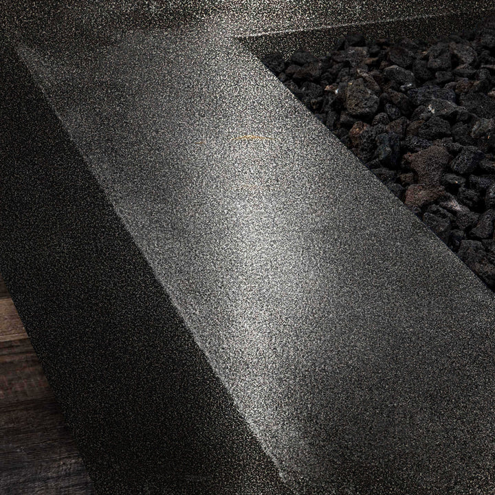 48" x 24" Rectangle Gravity Powder Coated Steel Fire Pit - Propane Gas Hardline - 110V CSA On/Off Electronic Ignition System - Silver Vein by Starfire Designs