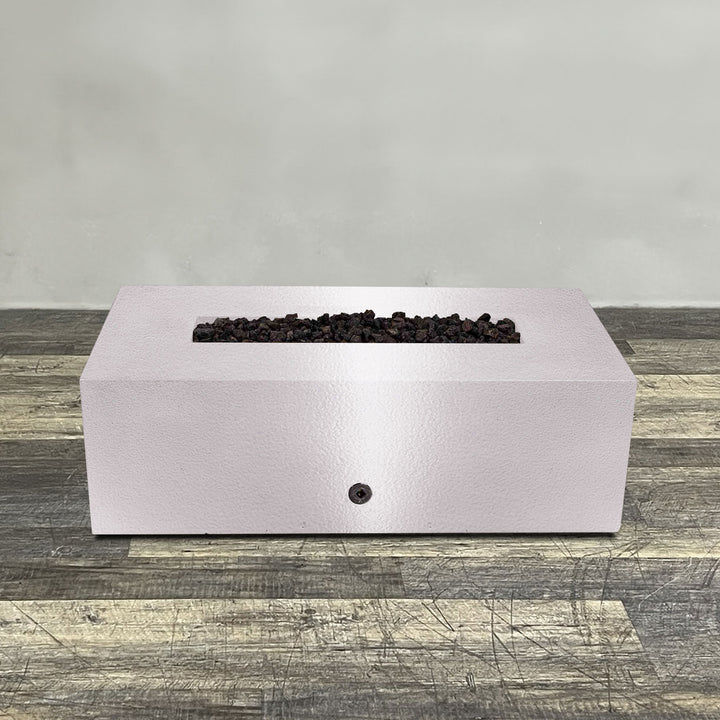 48" x 24" Rectangle Gravity Powder Coated Steel Fire Pit - Propane Gas Hardline - 110V CSA Hi/Lo Electronic Ignition System w/Bluetooth & Handheld Remote - White Hammertone by Starfire Designs