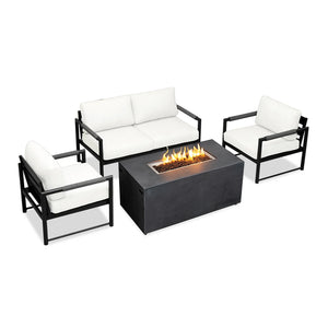 4 Piece Alto Bundle (2) Club Chair (1) Loveseat (1) 55" Rectangle Beton Concrete Gas Fire Pit - Graphite by Outova Reserve