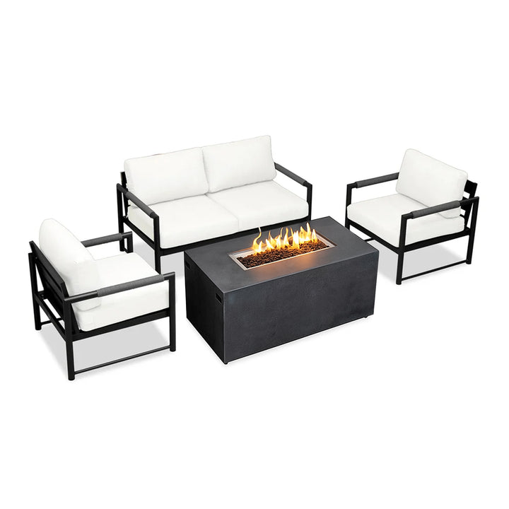 4 Piece Alto Bundle (2) Club Chair (1) Loveseat (1) 55" Rectangle Beton Concrete Gas Fire Pit - Graphite by Outova Reserve