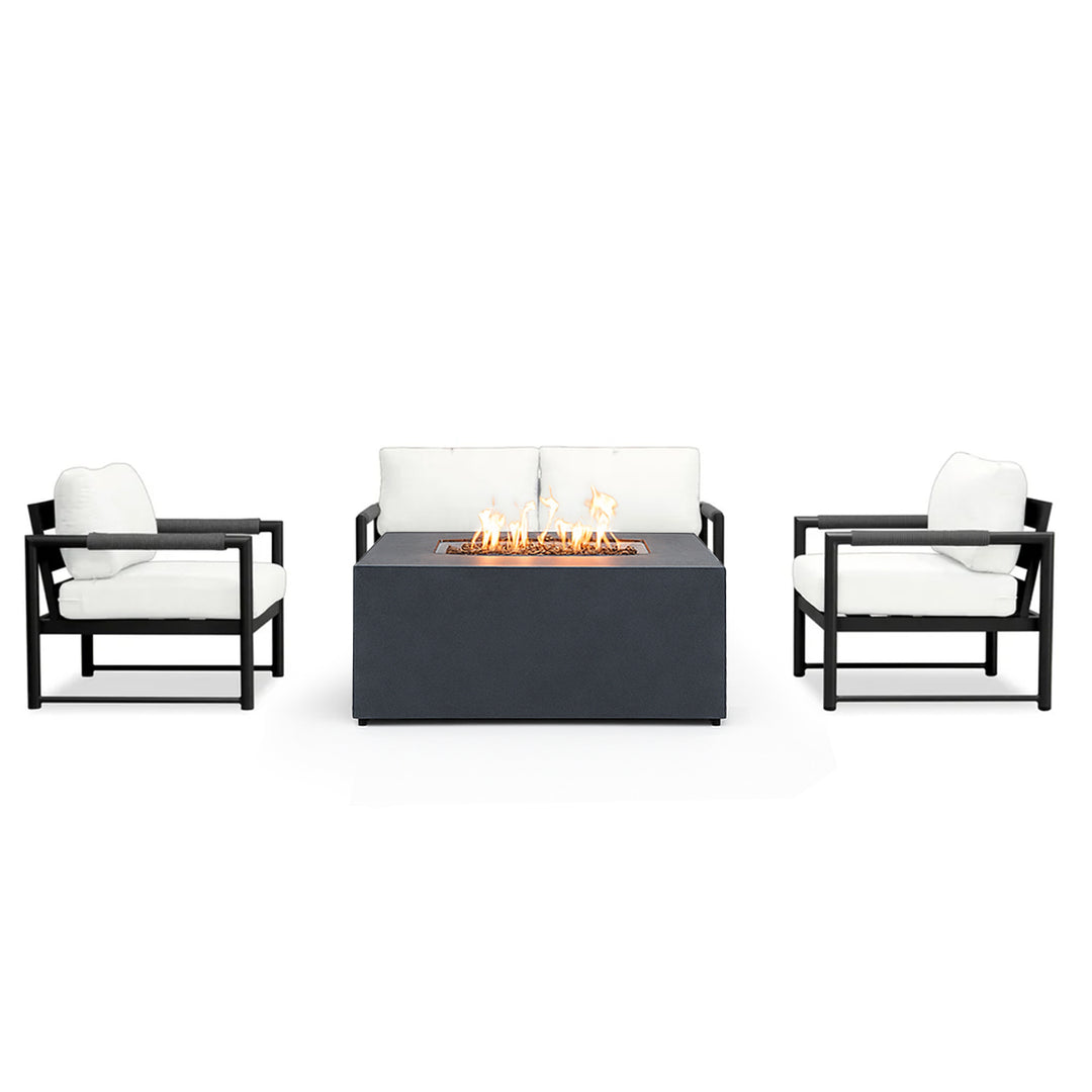 4 Piece Alto Bundle (2) Club Chair (1) Loveseat (1) 55" Rectangle Beton Concrete Gas Fire Pit - Graphite by Outova Reserve