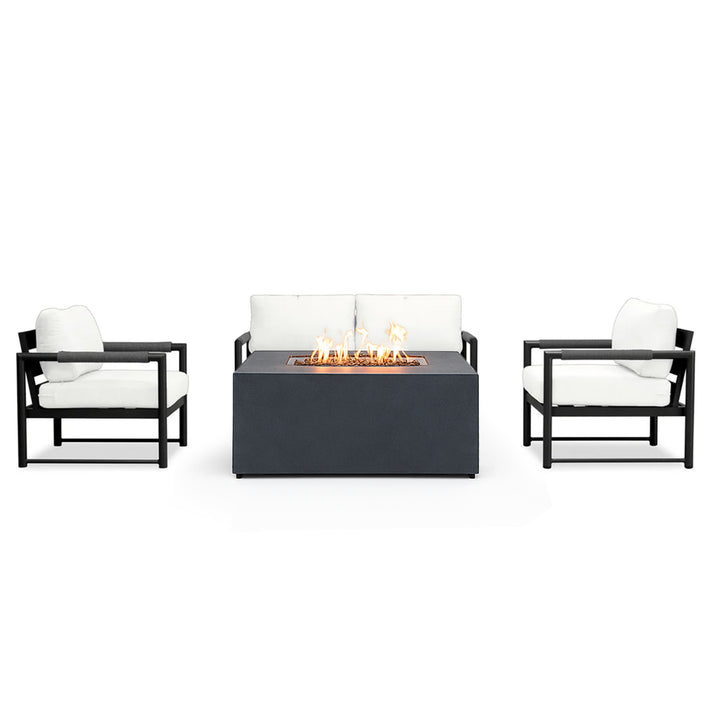 4 Piece Alto Bundle (2) Club Chair (1) Loveseat (1) 55" Rectangle Beton Concrete Gas Fire Pit - Graphite by Outova Reserve
