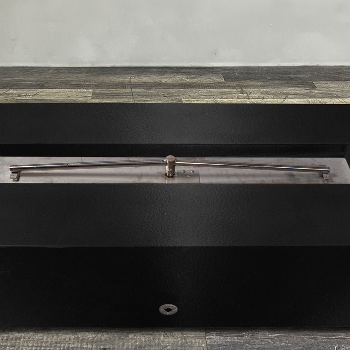 60" x 32" Rectangle Gravity Powder Coated Steel Fire Pit - Propane Gas Hardline - Push Button Spark Ignition - Black Hammertone by Starfire Designs