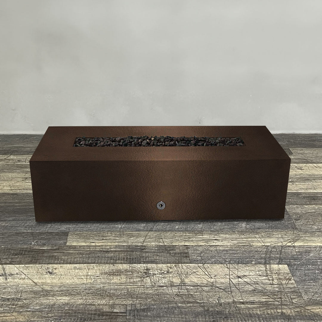 60" x 32" Rectangle Gravity Powder Coated Steel Fire Pit - Propane Gas Hardline - Push Button Spark Ignition - Bronze Hammertone by Starfire Designs