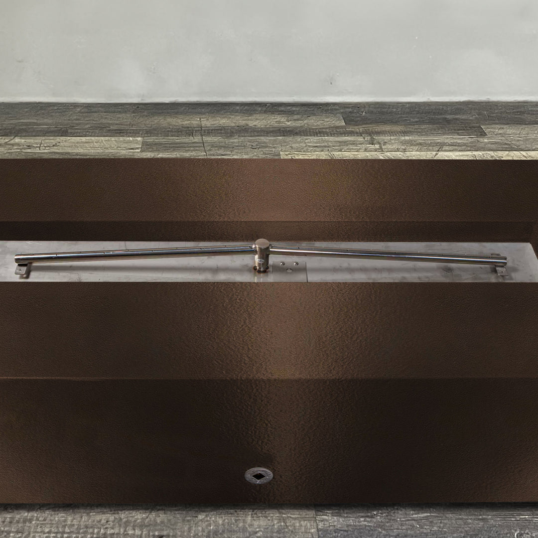 60" x 32" Rectangle Gravity Powder Coated Steel Fire Pit - Propane Gas Hardline - Push Button Spark Ignition - Bronze Hammertone by Starfire Designs