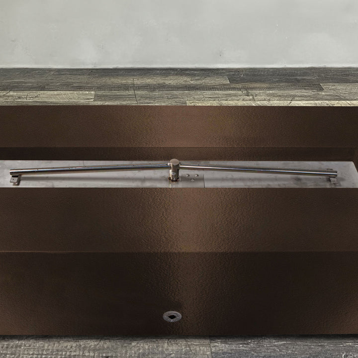 60" x 32" Rectangle Gravity Powder Coated Steel Fire Pit - Propane Gas Hardline - Push Button Spark Ignition - Bronze Hammertone by Starfire Designs