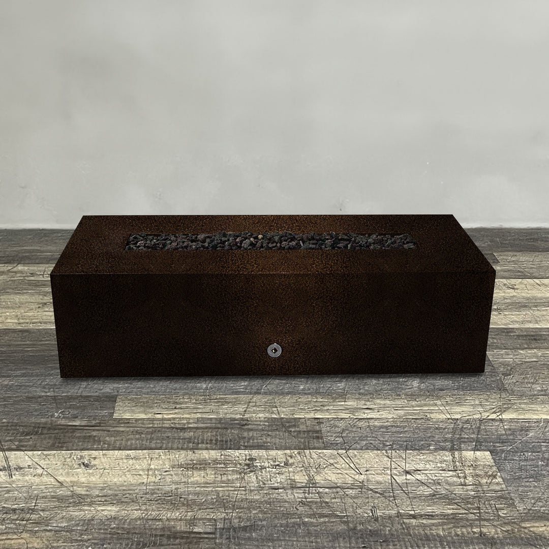 60" x 32" Rectangle Gravity Powder Coated Steel Fire Pit - Natural Gas - Push Button Spark Ignition - Copper Vein by Starfire Designs
