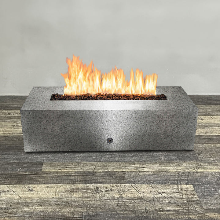 60" x 32" Rectangle Gravity Powder Coated Steel Fire Pit - Natural Gas - Flame Sense with Spark Ignition System - Silver Hammertone by Starfire Designs