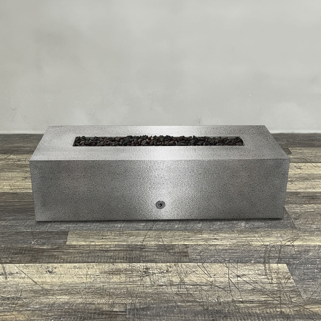 60" x 32" Rectangle Gravity Powder Coated Steel Fire Pit - Natural Gas - Flame Sense with Spark Ignition System - Silver Hammertone by Starfire Designs
