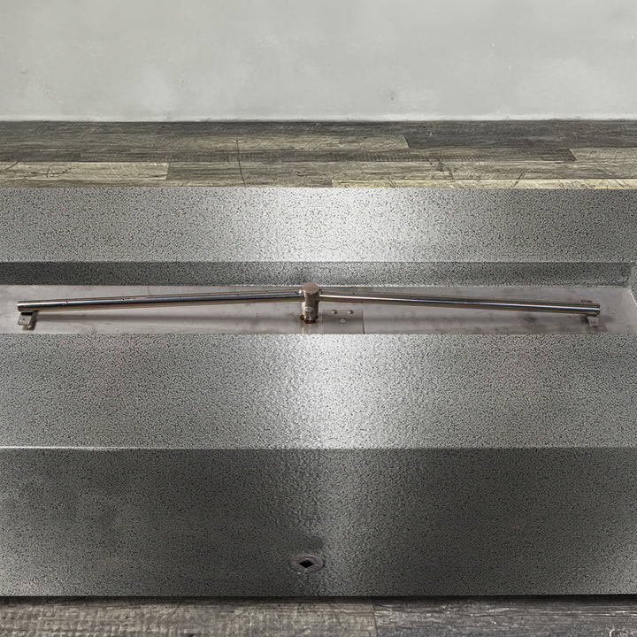 60" x 32" Rectangle Gravity Powder Coated Steel Fire Pit - Natural Gas - Flame Sense with Spark Ignition System - Silver Hammertone by Starfire Designs