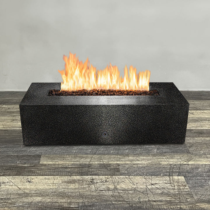 60" x 32" Rectangle Gravity Powder Coated Steel Fire Pit - Propane Gas Hardline - Push Button Spark Ignition - Silver Vein by Starfire Designs