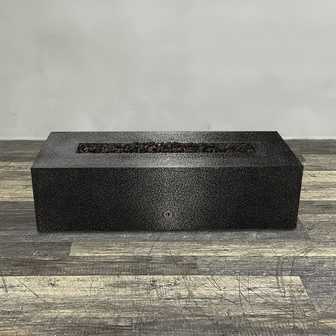 60" x 32" Rectangle Gravity Powder Coated Steel Fire Pit - Propane Gas Hardline - Push Button Spark Ignition - Silver Vein by Starfire Designs