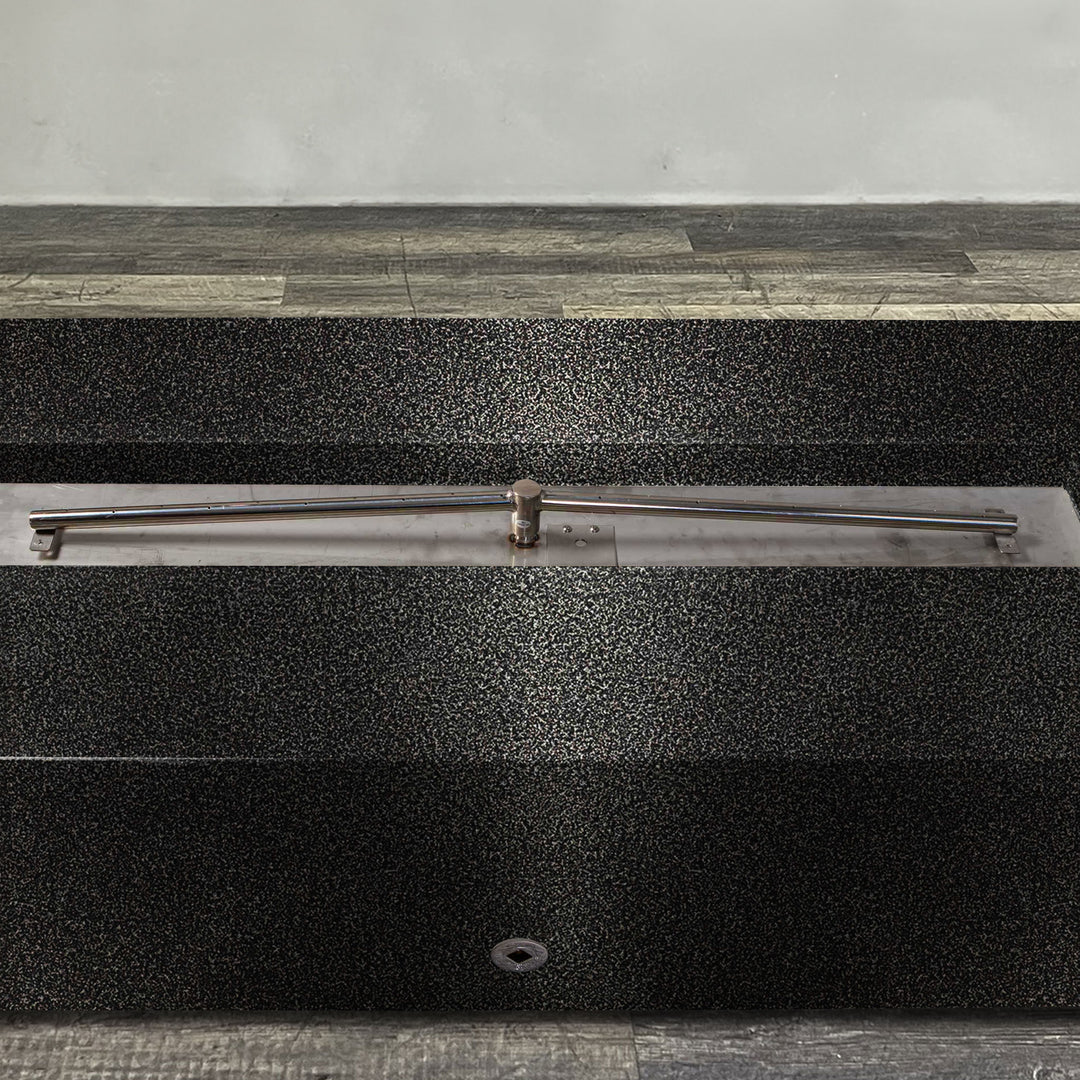 60" x 32" Rectangle Gravity Powder Coated Steel Fire Pit - Propane Gas Hardline - Push Button Spark Ignition - Silver Vein by Starfire Designs