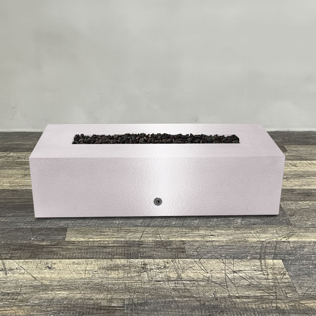 60" x 32" Rectangle Gravity Powder Coated Steel Fire Pit - Natural Gas - Flame Sense with Spark Ignition System - White Hammertone by Starfire Designs
