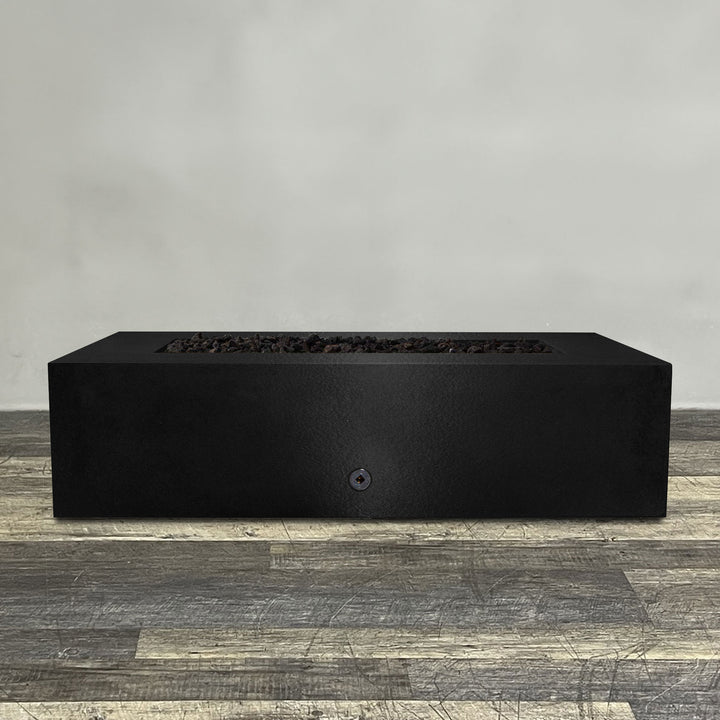 60" x 32" Rectangle Gravity Powder Coated Steel Fire Pit - Natural Gas - Flame Sense with Spark Ignition System - Black Hammertone by Starfire Designs