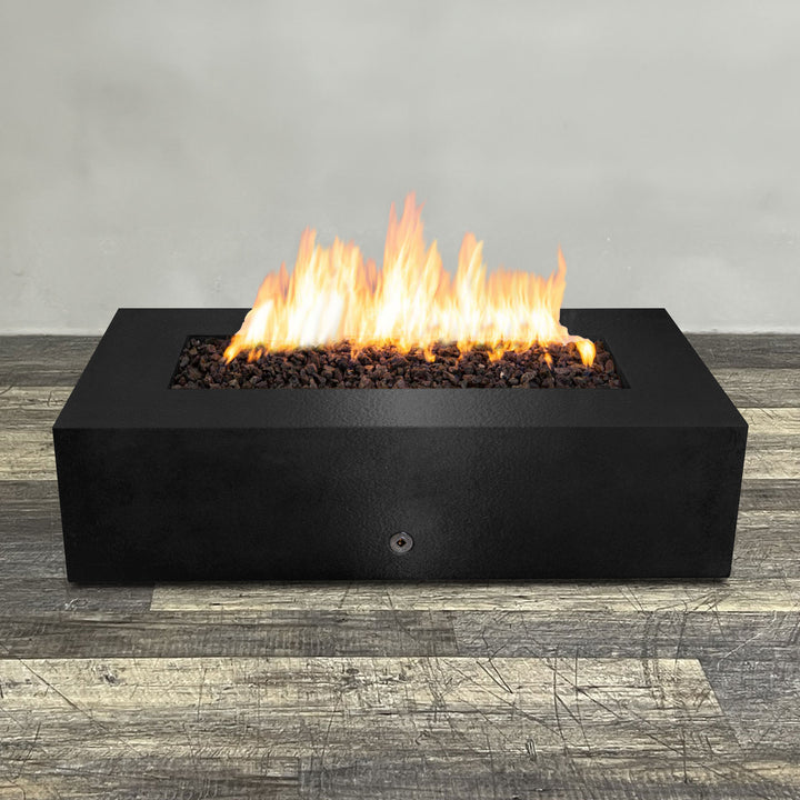 60" x 32" Rectangle Gravity Powder Coated Steel Fire Pit - Natural Gas - Flame Sense with Spark Ignition System - Black Hammertone by Starfire Designs