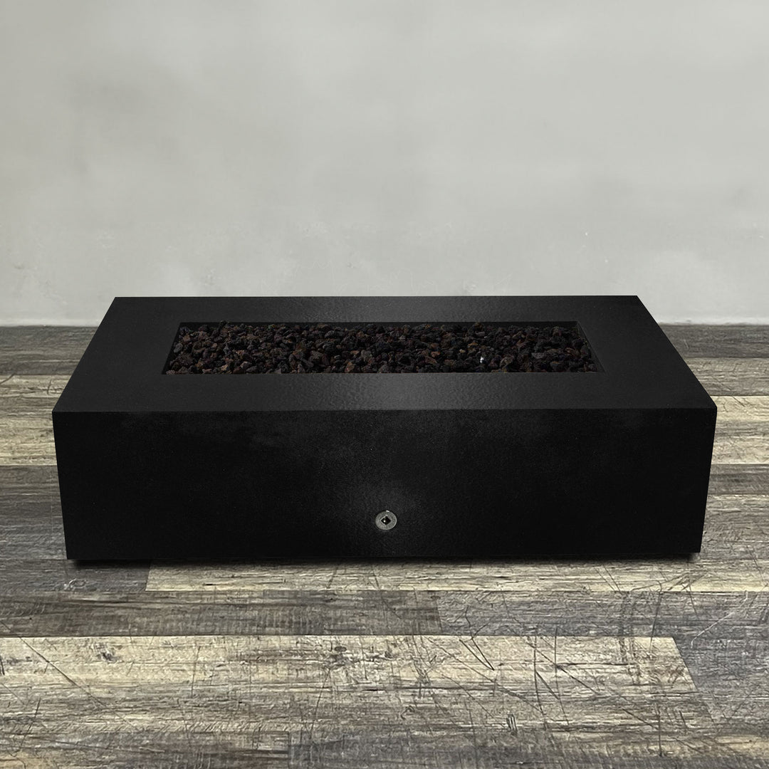 60" x 32" Rectangle Gravity Powder Coated Steel Fire Pit - Natural Gas - Flame Sense with Spark Ignition System - Black Hammertone by Starfire Designs