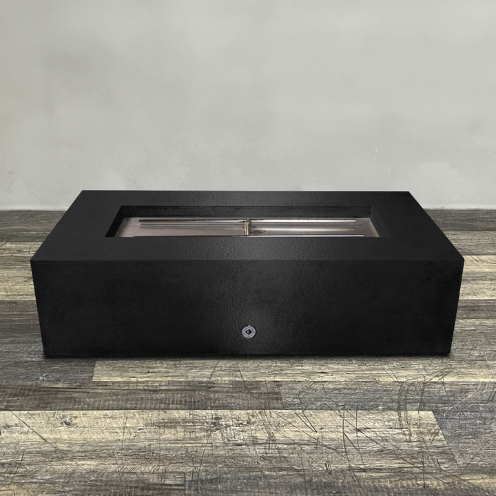 60" x 32" Rectangle Gravity Powder Coated Steel Fire Pit - Natural Gas - Flame Sense with Spark Ignition System - Black Hammertone by Starfire Designs