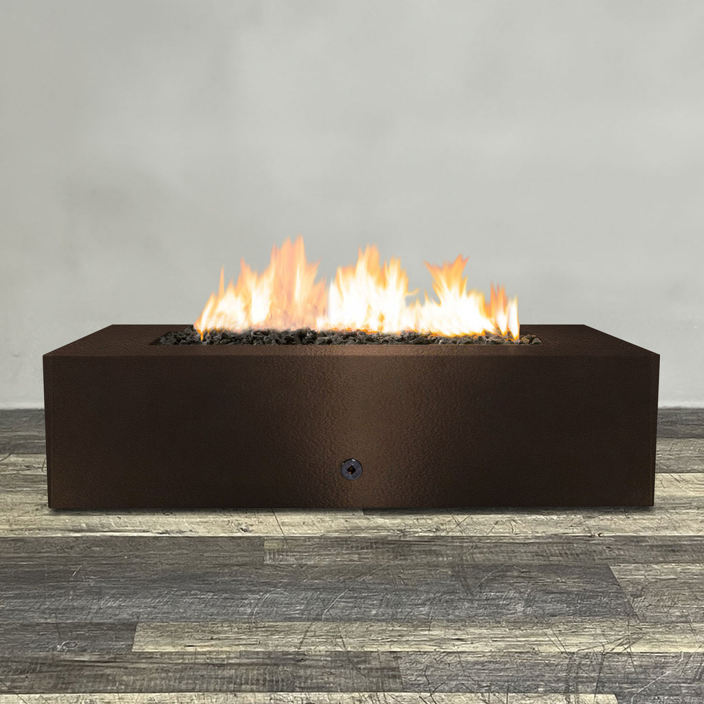 60" x 32" Rectangle Gravity Powder Coated Steel Fire Pit - Propane Gas Hardline - Flame Sense with Spark Ignition System - Bronze Hammertone by Starfire Designs