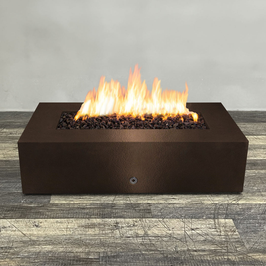 60" x 32" Rectangle Gravity Powder Coated Steel Fire Pit - Propane Gas Hardline - Flame Sense with Spark Ignition System - Bronze Hammertone by Starfire Designs