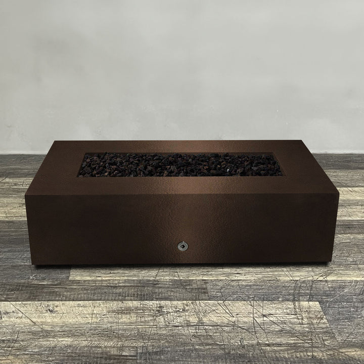 60" x 32" Rectangle Gravity Powder Coated Steel Fire Pit - Propane Gas Hardline - Flame Sense with Spark Ignition System - Bronze Hammertone by Starfire Designs