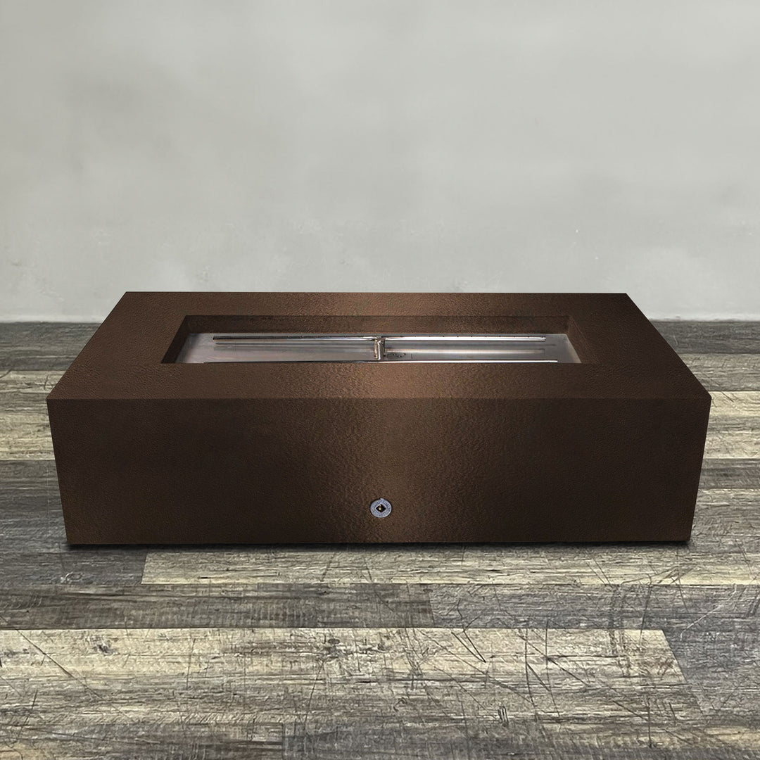 60" x 32" Rectangle Gravity Powder Coated Steel Fire Pit - Propane Gas Hardline - Flame Sense with Spark Ignition System - Bronze Hammertone by Starfire Designs