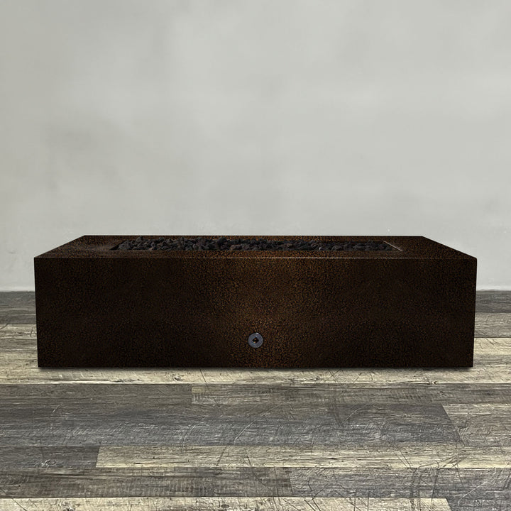 60" x 32" Rectangle Gravity Powder Coated Steel Fire Pit - Natural Gas - Flame Sense with Spark Ignition System - Copper Vein by Starfire Designs