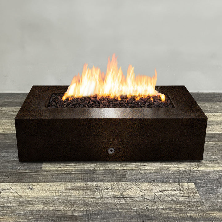 60" x 32" Rectangle Gravity Powder Coated Steel Fire Pit - Natural Gas - Flame Sense with Spark Ignition System - Copper Vein by Starfire Designs