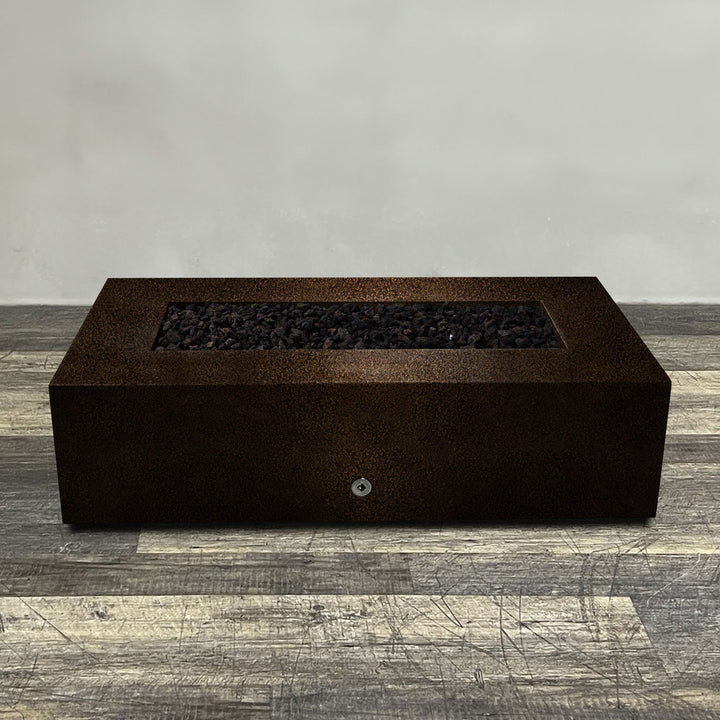 60" x 32" Rectangle Gravity Powder Coated Steel Fire Pit - Natural Gas - Flame Sense with Spark Ignition System - Copper Vein by Starfire Designs