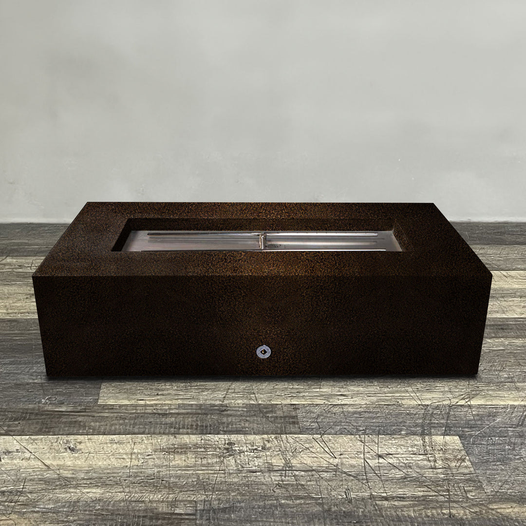 60" x 32" Rectangle Gravity Powder Coated Steel Fire Pit - Natural Gas - Flame Sense with Spark Ignition System - Copper Vein by Starfire Designs