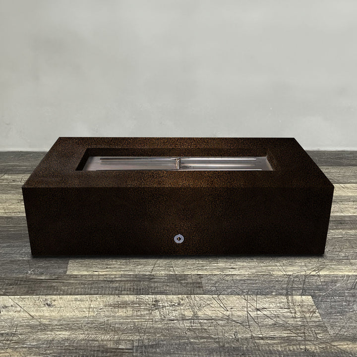 60" x 32" Rectangle Gravity Powder Coated Steel Fire Pit - Natural Gas - Flame Sense with Spark Ignition System - Copper Vein by Starfire Designs