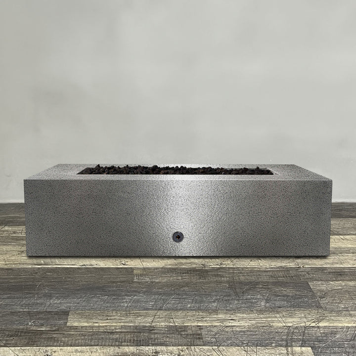 60" x 32" Rectangle Gravity Powder Coated Steel Fire Pit - Propane Gas Hardline - 110V CSA Hi/Lo Electronic Ignition System w/Bluetooth & Handheld Remote - Silver Hammertone by Starfire Designs