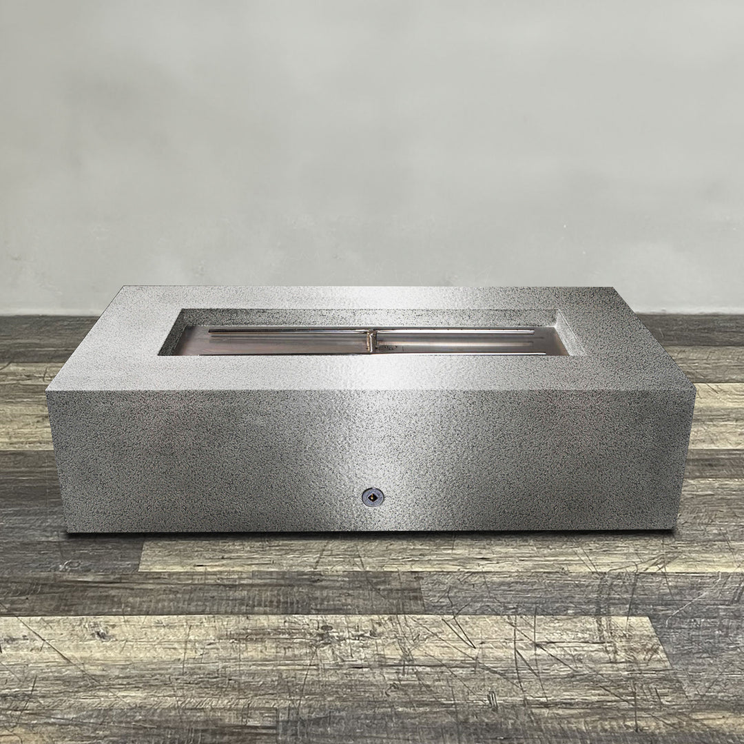 60" x 32" Rectangle Gravity Powder Coated Steel Fire Pit - Propane Gas Hardline - 110V CSA Hi/Lo Electronic Ignition System w/Bluetooth & Handheld Remote - Silver Hammertone by Starfire Designs