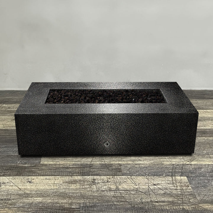 60" x 32" Rectangle Gravity Powder Coated Steel Fire Pit - Propane Gas Hardline - Flame Sense with Spark Ignition System - Silver Vein by Starfire Designs