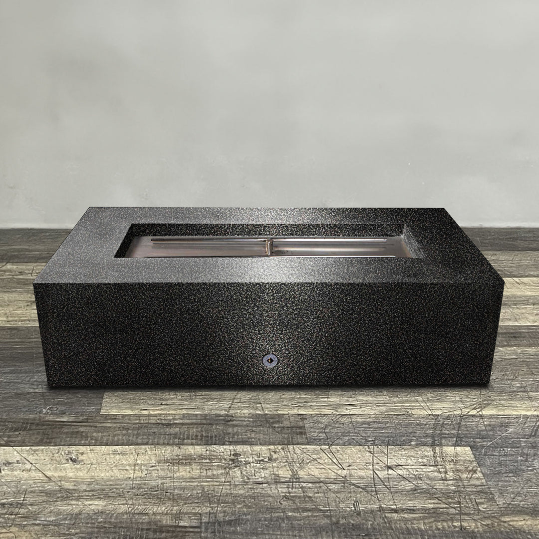60" x 32" Rectangle Gravity Powder Coated Steel Fire Pit - Propane Gas Hardline - Flame Sense with Spark Ignition System - Silver Vein by Starfire Designs