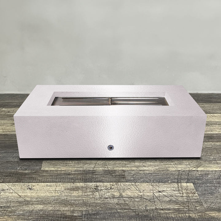 60" x 32" Rectangle Gravity Powder Coated Steel Fire Pit - Propane Gas Hardline - 110V CSA Hi/Lo Electronic Ignition System w/Bluetooth & Handheld Remote - White Hammertone by Starfire Designs