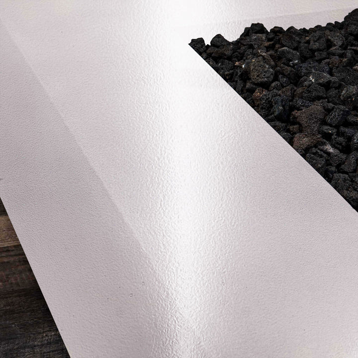 60" x 32" Rectangle Gravity Powder Coated Steel Fire Pit - Propane Gas Hardline - 110V CSA Hi/Lo Electronic Ignition System w/Bluetooth & Handheld Remote - White Hammertone by Starfire Designs