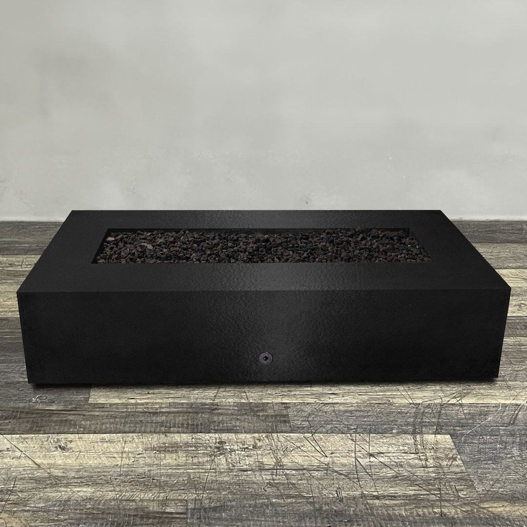 72" x 38" Rectangle Gravity Powder Coated Steel Fire Pit - Propane Gas Hardline - 110V CSA Hi/Lo Electronic Ignition System w/Bluetooth & Handheld Remote - Black Hammertone by Starfire Designs