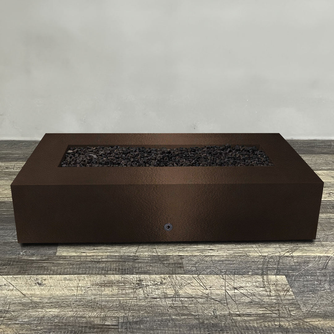 72" x 38" Rectangle Gravity Powder Coated Steel Fire Pit - Propane Gas Hardline - 110V CSA Hi/Lo Electronic Ignition System w/Bluetooth & Handheld Remote - Bronze Hammertone by Starfire Designs
