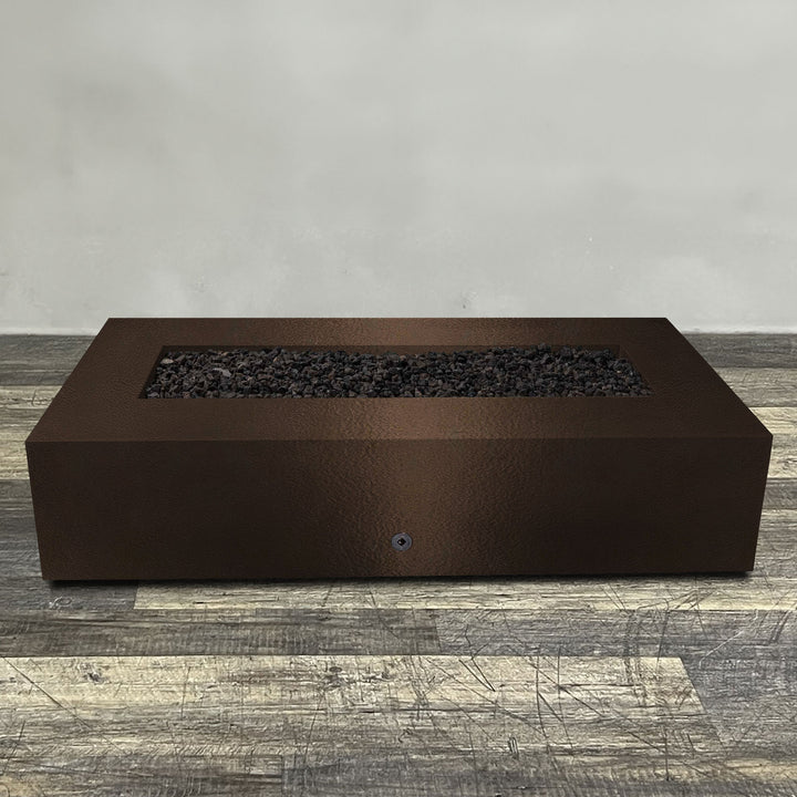 72" x 38" Rectangle Gravity Powder Coated Steel Fire Pit - Propane Gas Hardline - 110V CSA Hi/Lo Electronic Ignition System w/Bluetooth & Handheld Remote - Bronze Hammertone by Starfire Designs