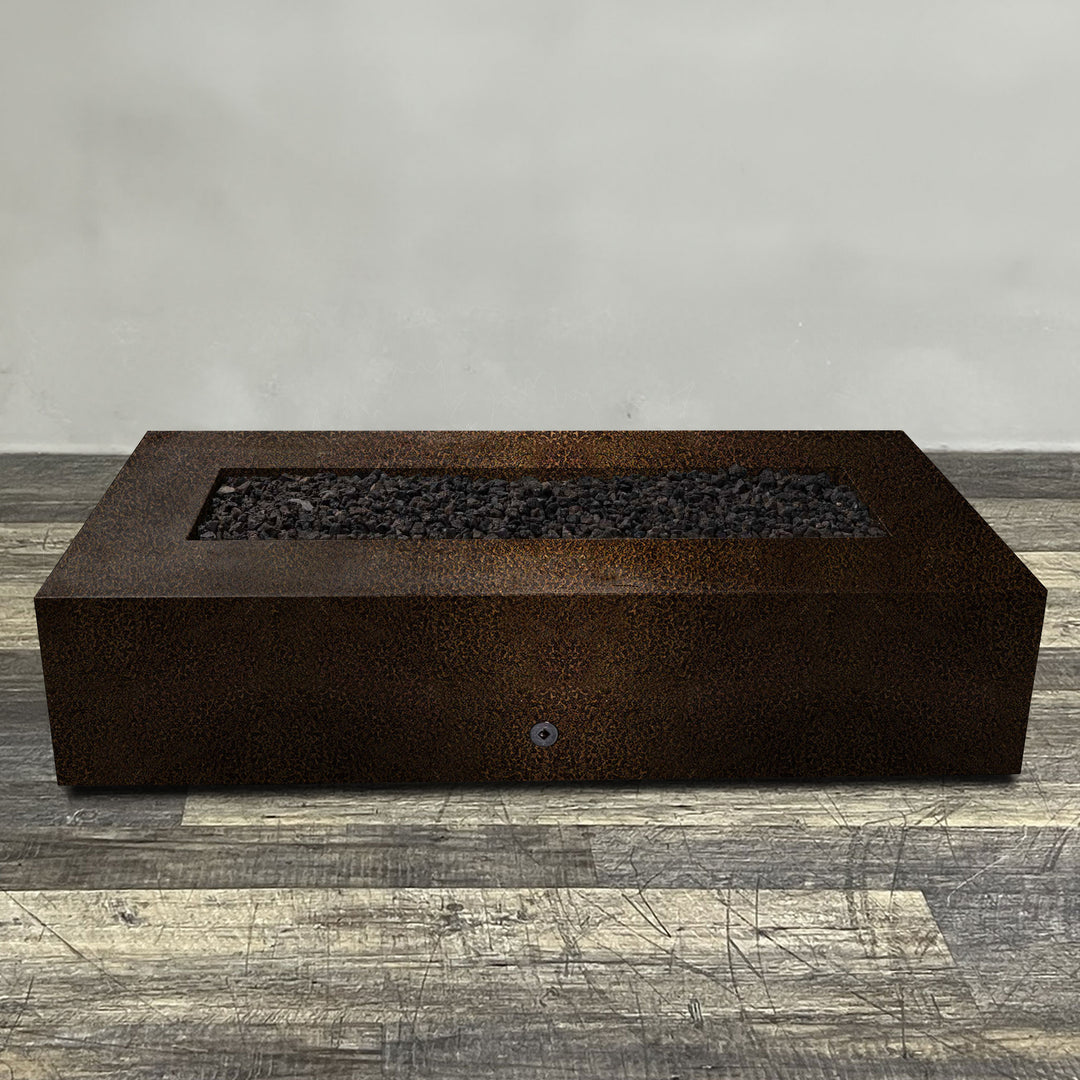 72" x 38" Rectangle Gravity Powder Coated Steel Fire Pit - Propane Gas Hardline - 110V CSA Hi/Lo Electronic Ignition System w/Bluetooth & Handheld Remote - Copper Vein by Starfire Designs