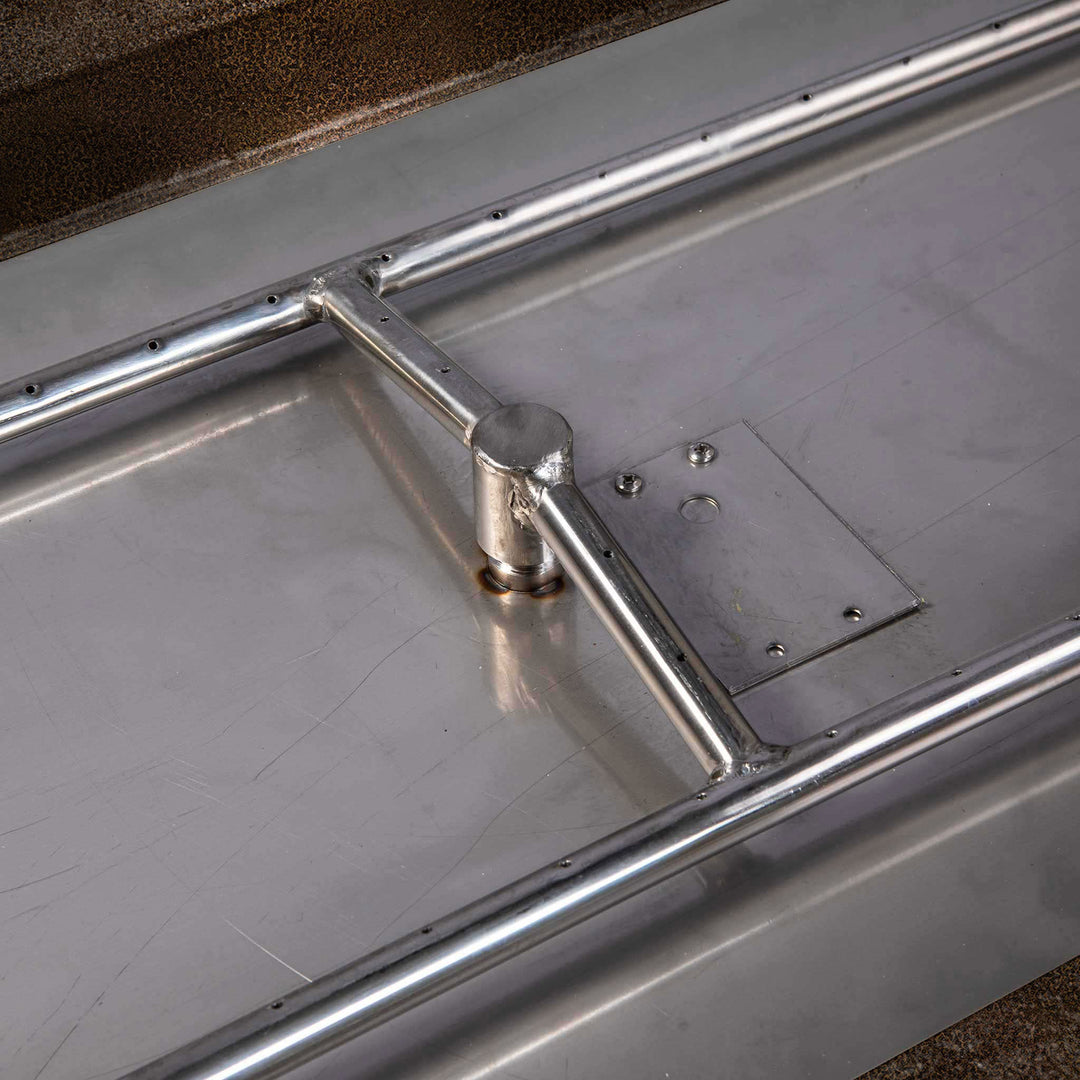 72" x 38" Rectangle Gravity Powder Coated Steel Fire Pit - Propane Gas Hardline - 110V CSA Hi/Lo Electronic Ignition System w/Bluetooth & Handheld Remote - Copper Vein by Starfire Designs