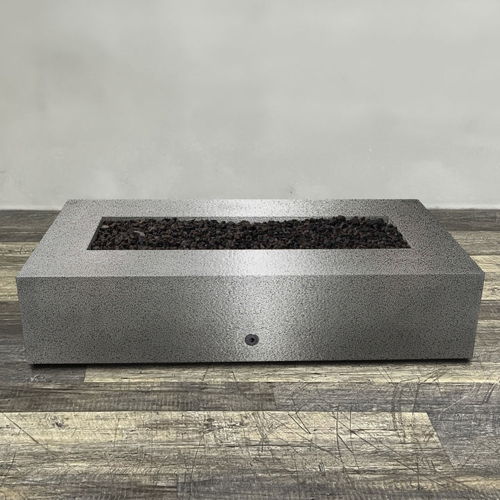 72" x 38" Rectangle Gravity Powder Coated Steel Fire Pit - Propane Gas Hardline - 110V CSA Hi/Lo Electronic Ignition System w/Bluetooth & Handheld Remote - Silver Hammertone by Starfire Designs